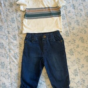 Infant Denim Jeans and Shirt 6/9M